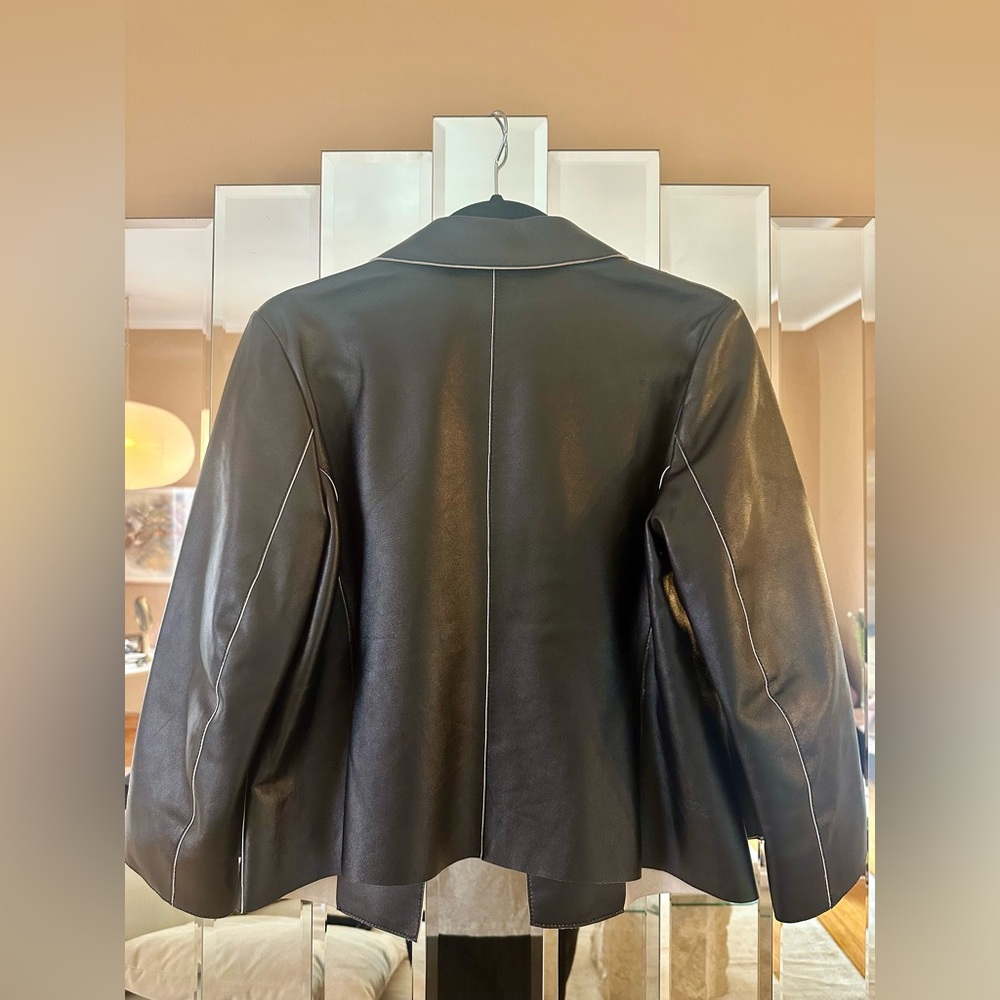 Cult Gaia Layton Black Leather Jacket Blazer - Picture 8 of 11